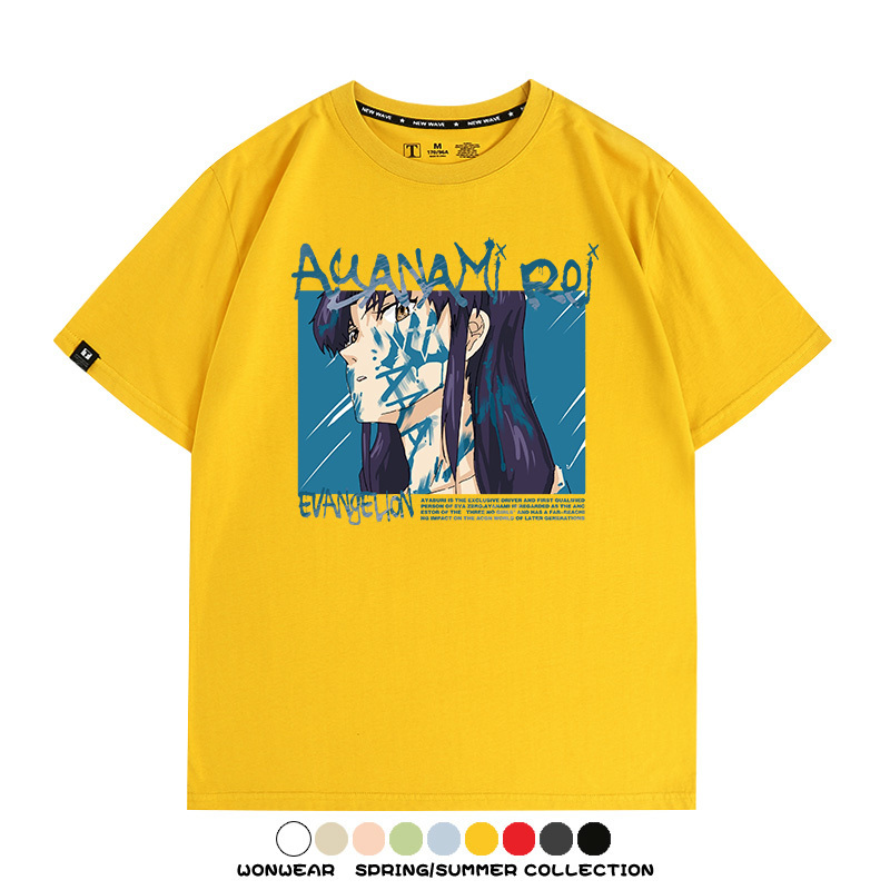 新世紀福音戰士EVA綾波麗明日香褚熏日系潮牌動漫青少年夏純棉T恤