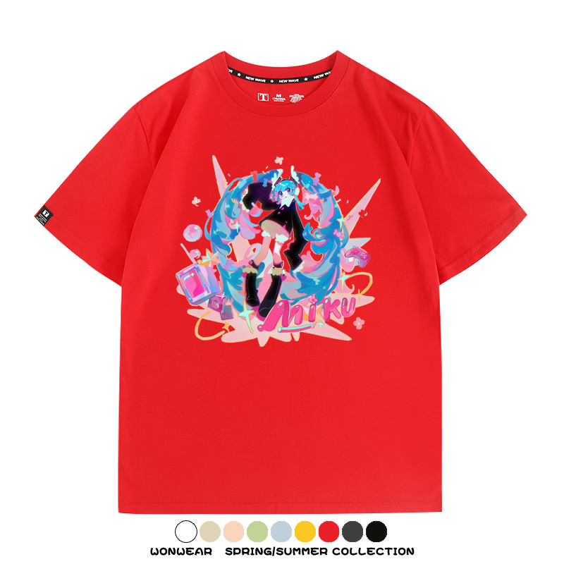 寶可夢歌姬美洛耶塔聯動MIKU初音未來周邊短袖T恤衫夏季純棉上衣寬鬆