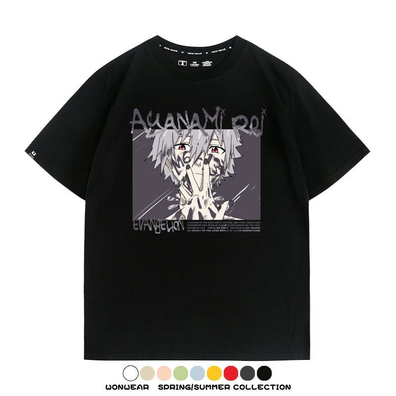 新世紀福音戰士EVA綾波麗明日香褚熏日系潮牌動漫青少年夏純棉T恤