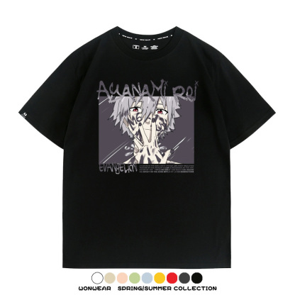 新世紀福音戰士EVA綾波麗明日香褚熏日系潮牌動漫青少年夏純棉T恤