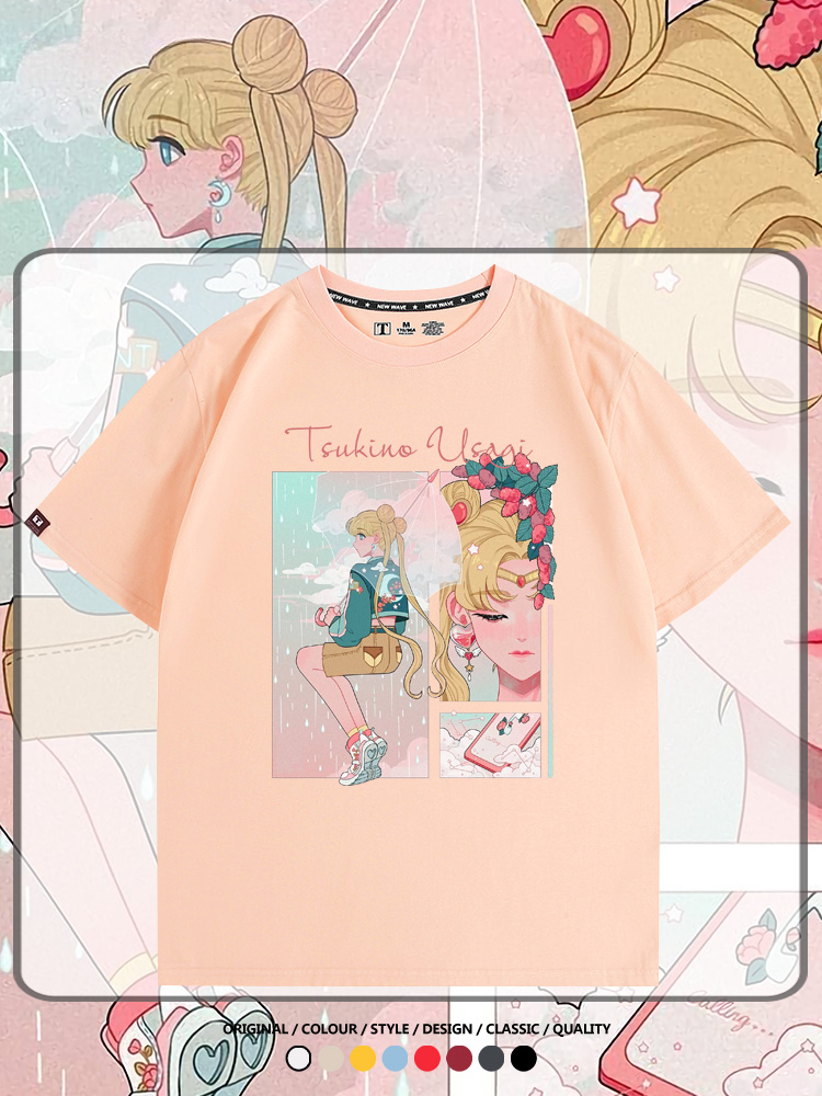 美少女戰士聯名t恤日系卡通動漫月野兔周邊純棉短袖夏季寬鬆百搭