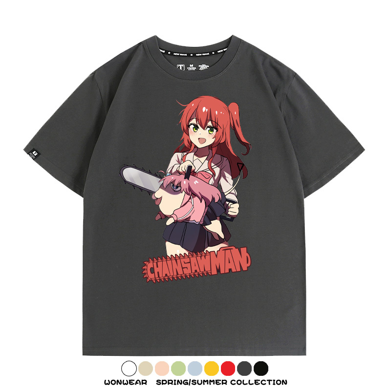 孤獨搖滾後藤一里聯名啵奇塔鏈鋸人 親子情侶寬鬆短袖T