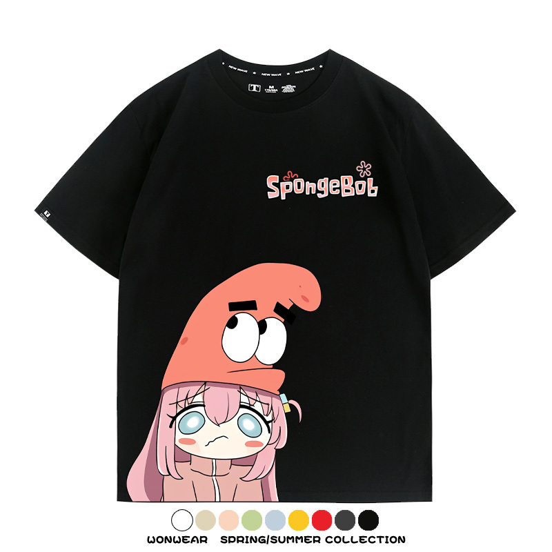 海綿寶寶x孤獨搖滾聯名 親子情侶寬鬆短袖T