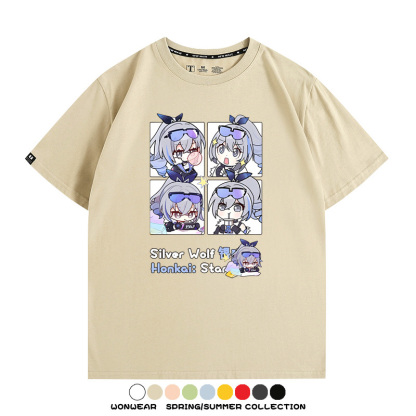 崩壞:星穹鐵道銀狼小姐 親子情侶寬鬆短袖T