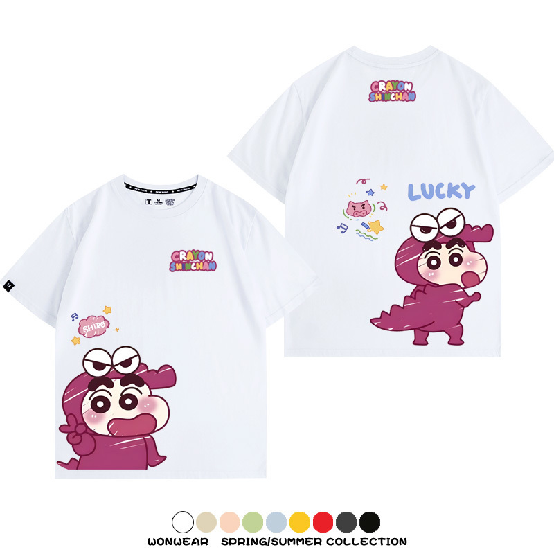 蠟筆小新Q版可愛小恐龍 親子情侶寬鬆短袖T