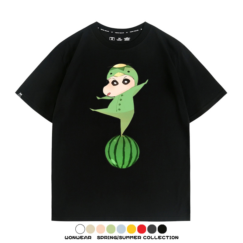 蠟筆小新河童聯名網紅表情包短袖上衣服情侶裝動漫周邊t恤衫半袖