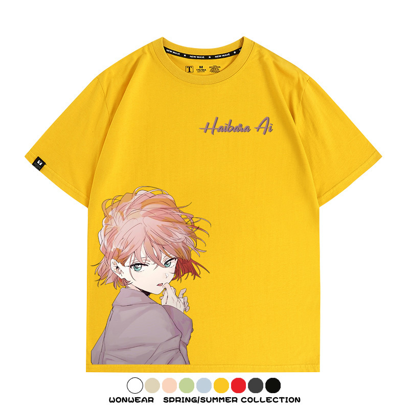 名偵探柯南灰原哀小蘭潮牌情侶原畫聯動周邊短袖夏季純棉T恤寬鬆