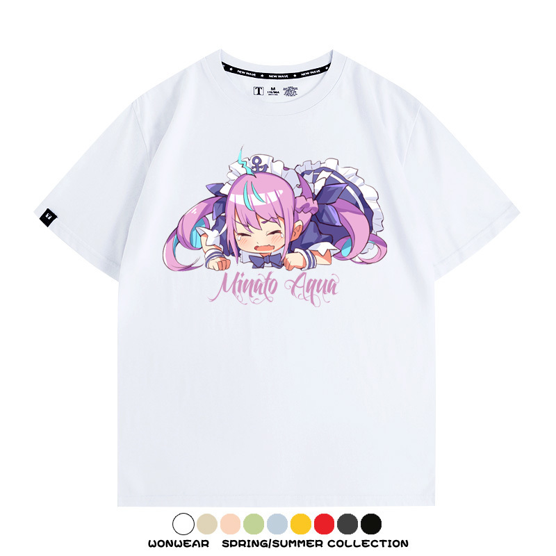 Hololive虛擬主播vtuber湊阿庫婭 親子情侶裝寬鬆短袖T