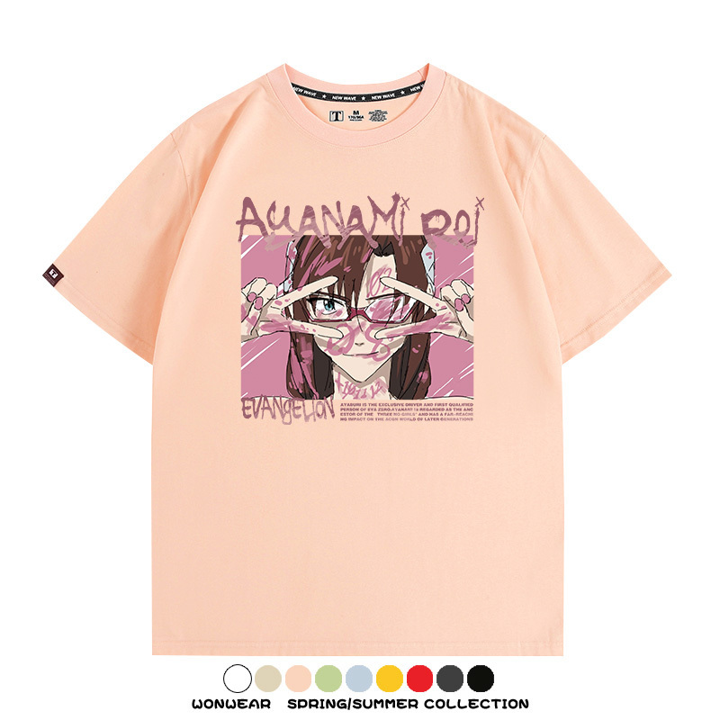 新世紀福音戰士EVA綾波麗明日香褚熏日系潮牌動漫青少年夏純棉T恤