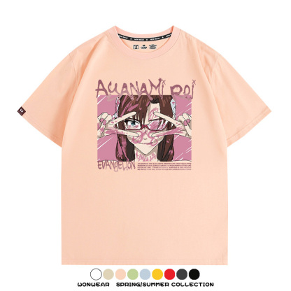 新世紀福音戰士EVA綾波麗明日香褚熏日系潮牌動漫青少年夏純棉T恤