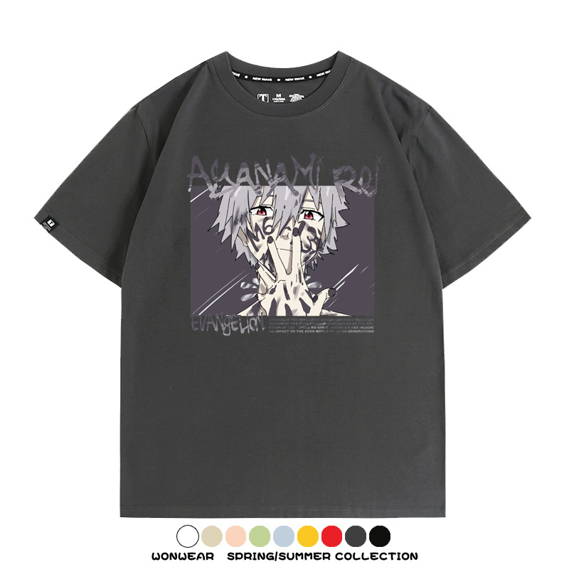 新世紀福音戰士EVA綾波麗明日香褚熏日系潮牌動漫青少年夏純棉T恤