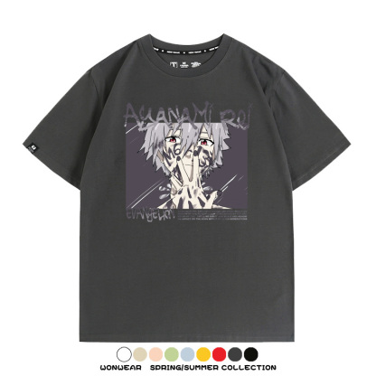 新世紀福音戰士EVA綾波麗明日香褚熏日系潮牌動漫青少年夏純棉T恤