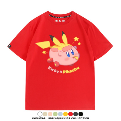 星之卡比聯名寶可夢 親子情侶裝寬鬆短袖T