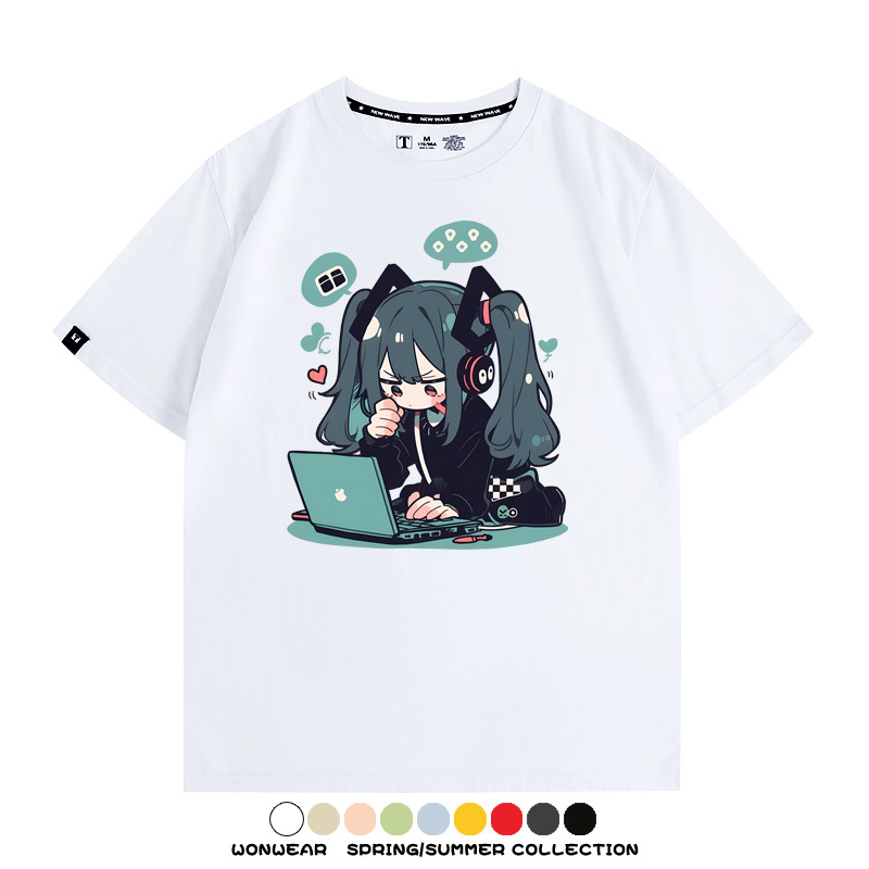 元氣日系少女機能動漫初音未來MIKU 親子情侶裝寬鬆短袖T