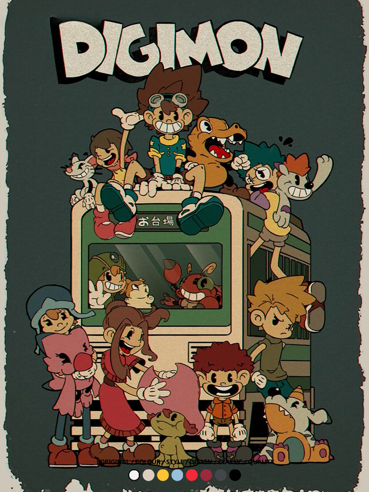 數碼寶貝動漫卡通童年復古周邊上衣純棉短袖T恤衫夏季男寬鬆百搭