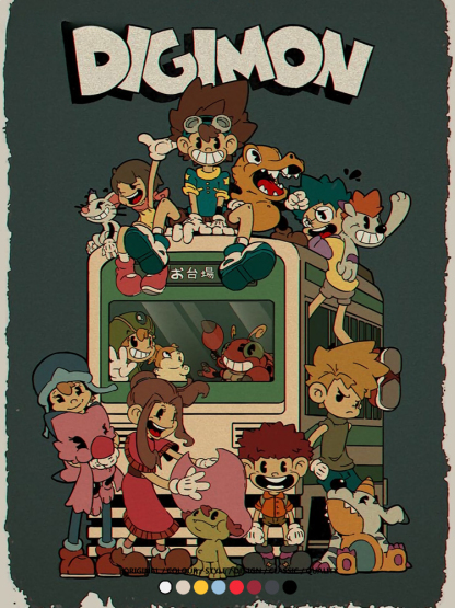 數碼寶貝動漫卡通童年復古周邊上衣純棉短袖T恤衫夏季男寬鬆百搭