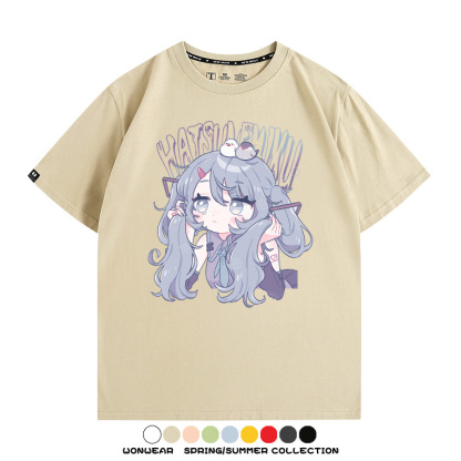 初音未來miku二次元少女元氣動漫周邊短袖夏季情侶純棉T恤男休閒