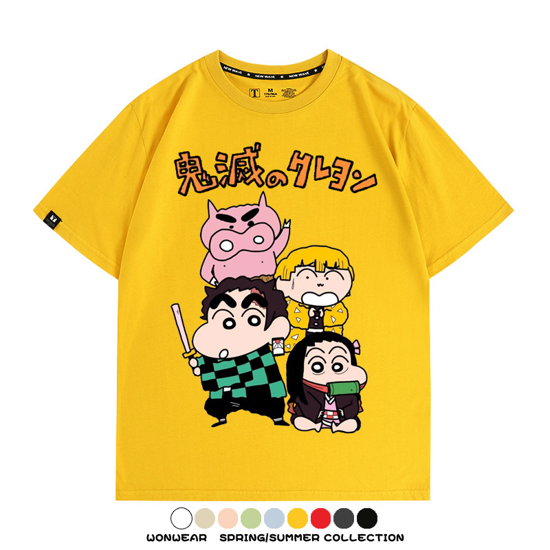 鬼滅之刃蠟筆小新聯名動漫周邊短袖T恤