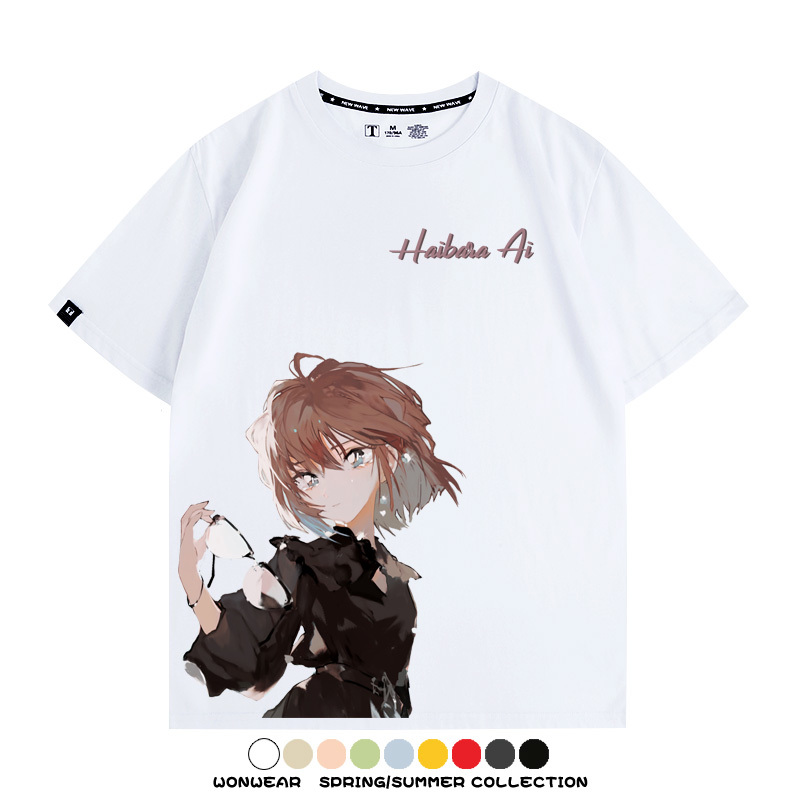 名偵探柯南灰原哀小蘭潮牌情侶原畫聯動周邊短袖夏季純棉T恤寬鬆