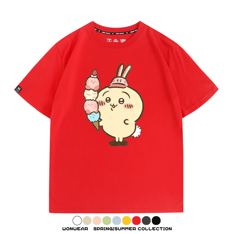 Chiikawa吉伊卡哇卡通烏薩奇COS星之卡比聯動短袖純棉T恤夏季寬鬆