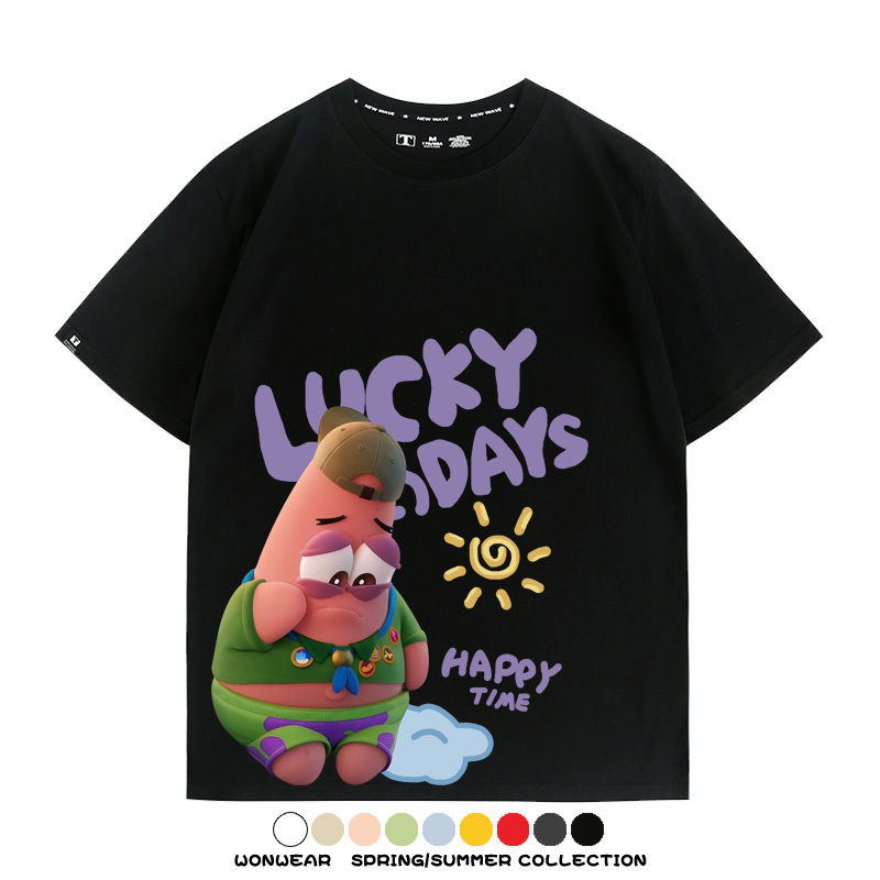 海綿寶寶派大星聯名 親子情侶寬鬆短袖T