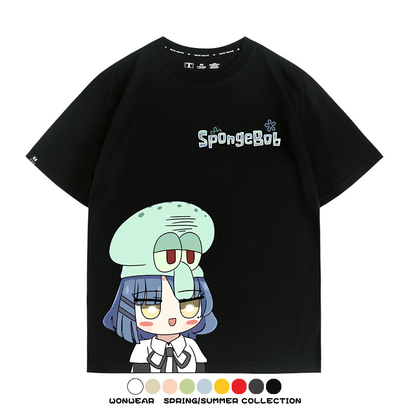 海綿寶寶x孤獨搖滾聯名 親子情侶寬鬆短袖T