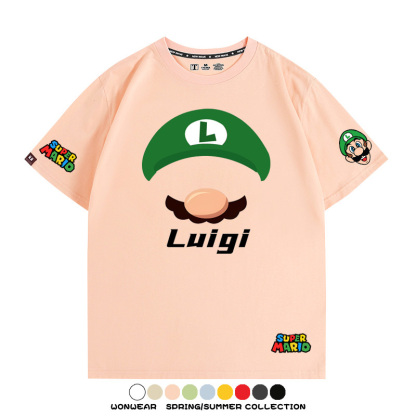 瑪利歐超級瑪麗路易吉兄弟帽子任天堂T恤周邊短袖夏季男潮流寬鬆