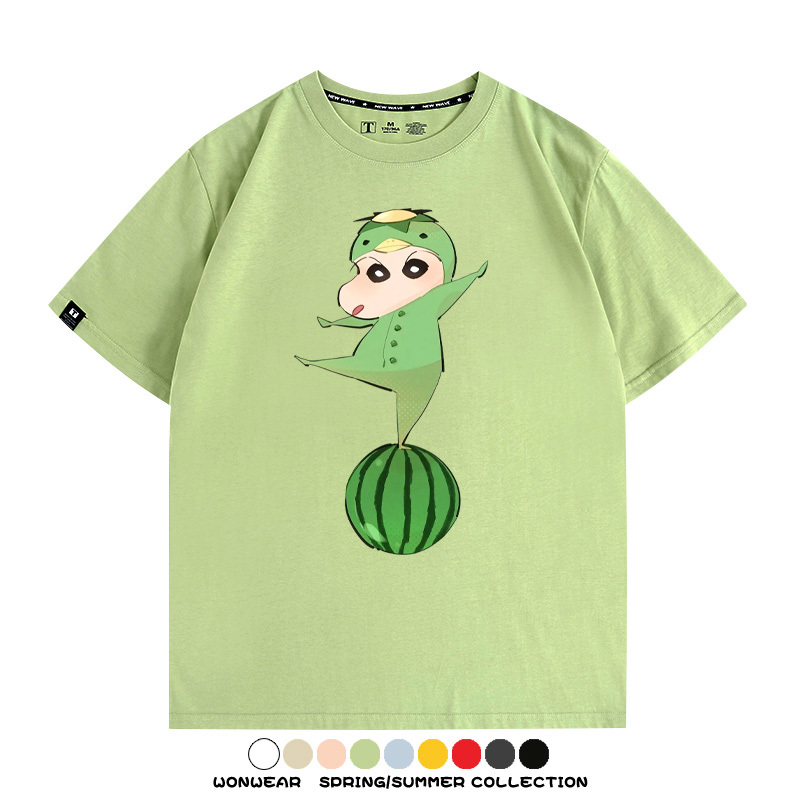 蠟筆小新河童聯名網紅表情包短袖上衣服情侶裝動漫周邊t恤衫半袖