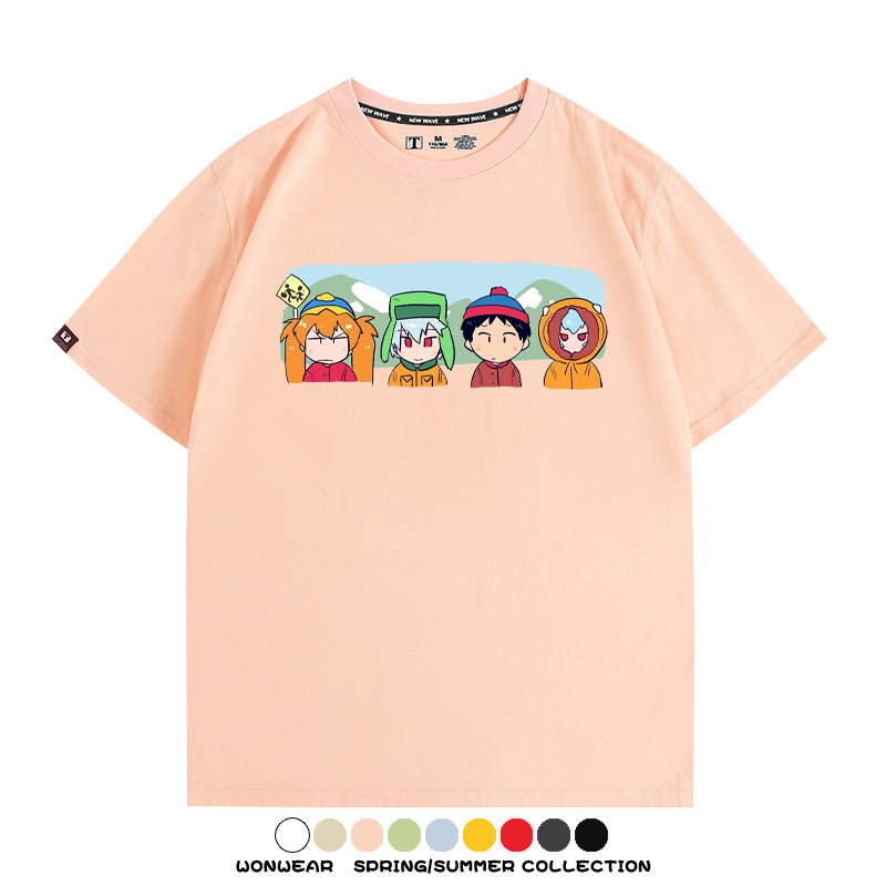 EVA聯名南方公園情侶裝短袖衰仔樂園福音戰士卡通t恤衫純棉上衣服