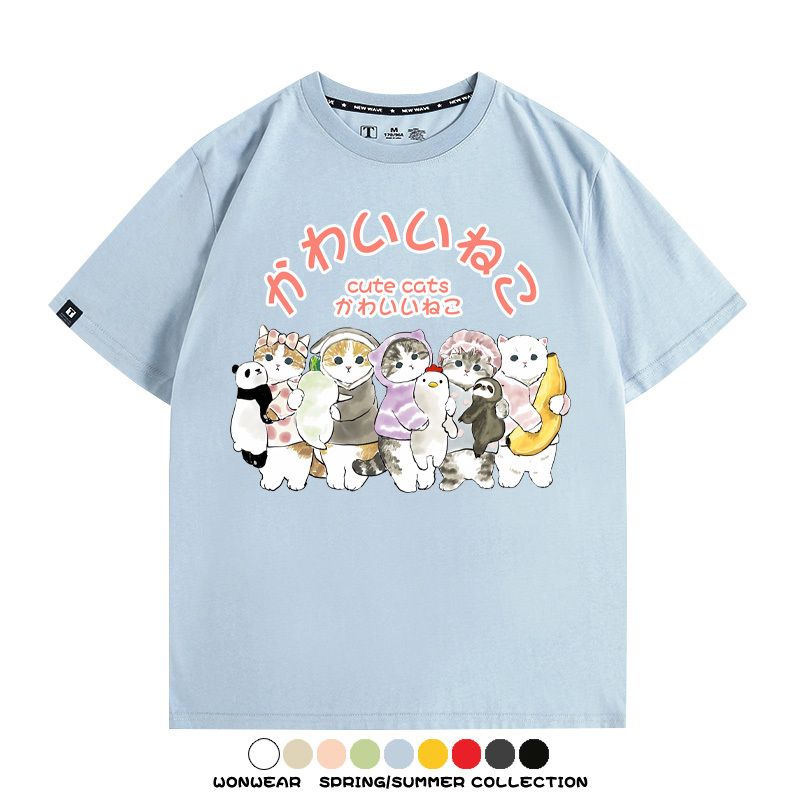 貓福珊迪可愛萌系學院風動漫周邊短袖T恤