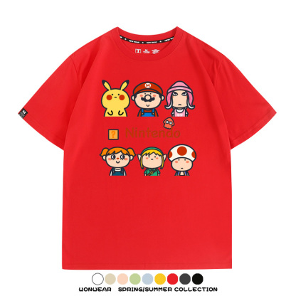 任天堂主機遊戲瑪利歐薩爾達T恤聯動周邊純棉短袖夏季青少年寬鬆