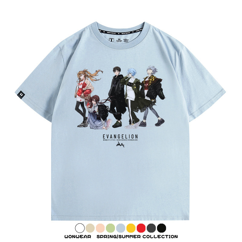 米山舞EVA聯名同款短袖T恤衫潮牌埃菲爾鐵塔日系純棉男潮寬鬆百搭