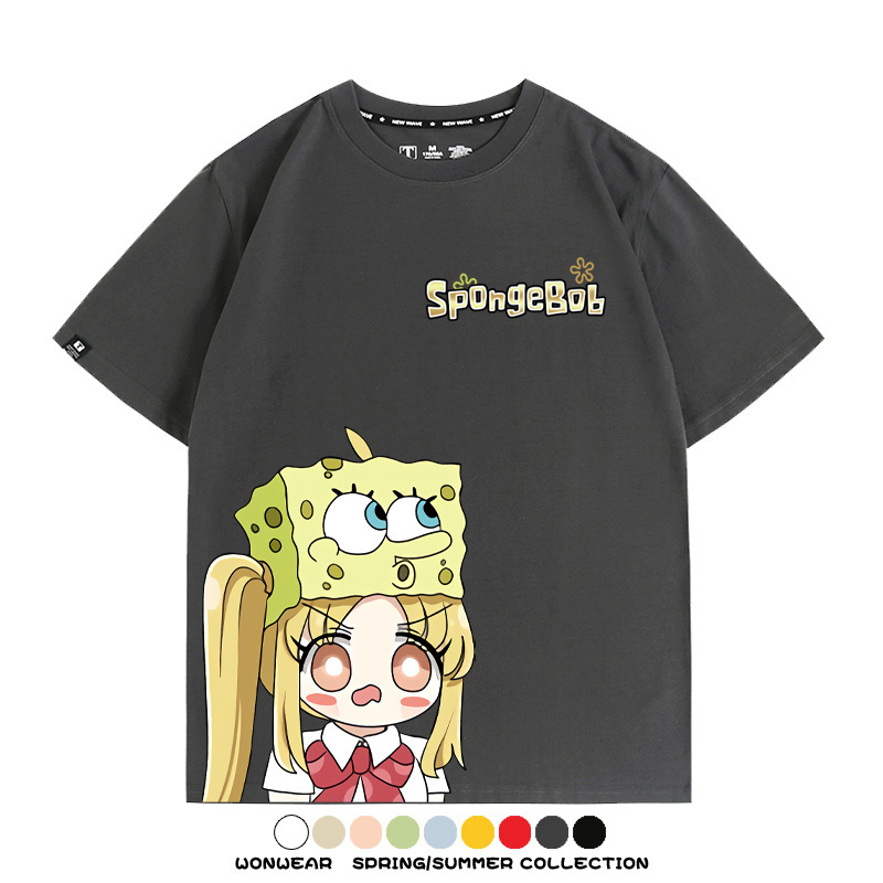 海綿寶寶x孤獨搖滾聯名 親子情侶寬鬆短袖T