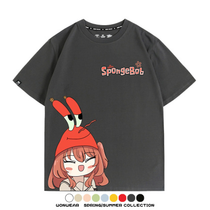 海綿寶寶x孤獨搖滾聯名 親子情侶寬鬆短袖T