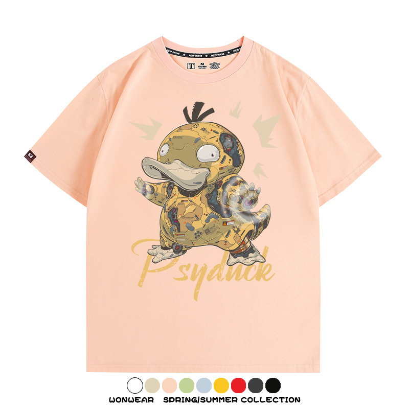 機械可達鴨精靈寶可夢 親子情侶裝寬鬆短袖T