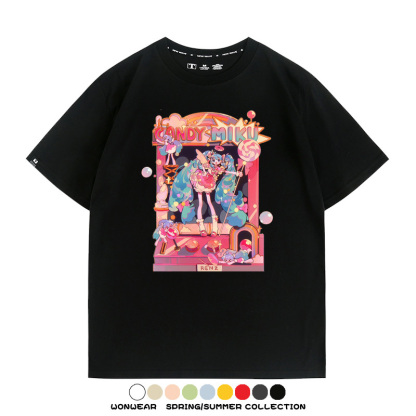 寶可夢歌姬美洛耶塔聯動MIKU初音未來周邊短袖T恤衫夏季純棉上衣寬鬆