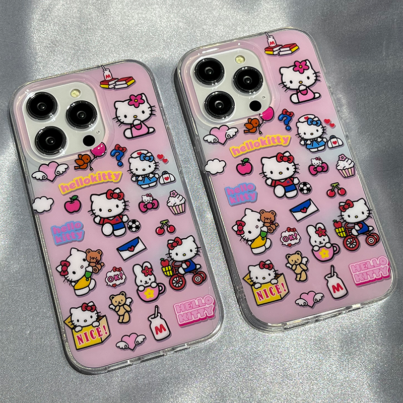 蘋果 系列凱蒂貓雙層全包防摔軟殼