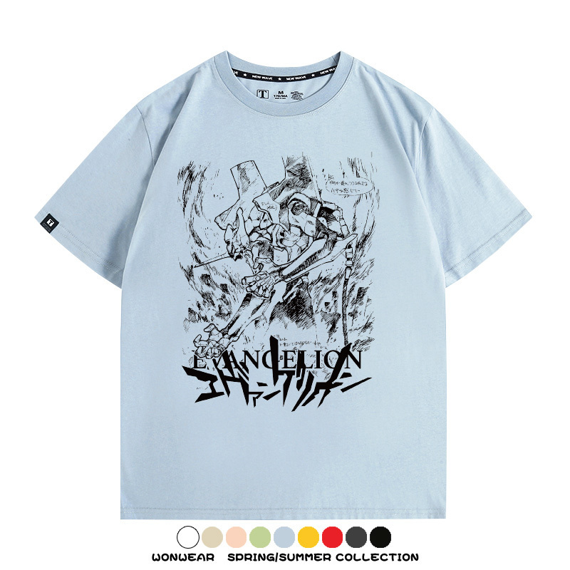 新世紀福音戰士EVA動漫周邊短袖T恤衫夏季男士純棉潮流二次元寬鬆