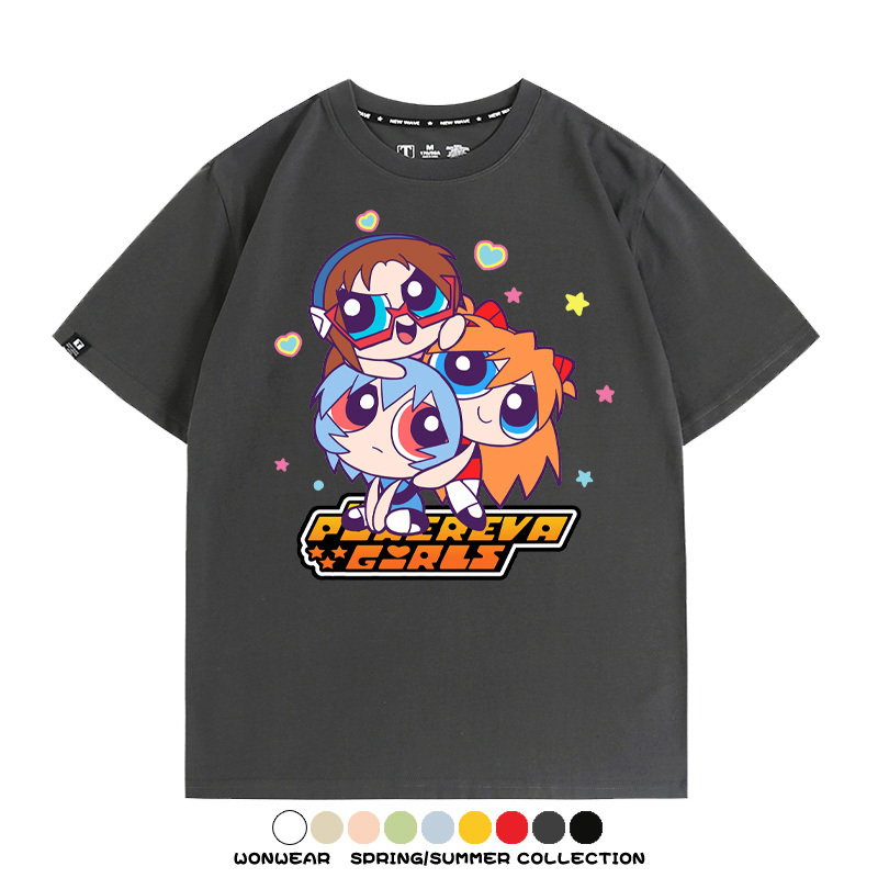 EVA福音戰士飛天小女警聯名 親子情侶裝寬鬆短袖T