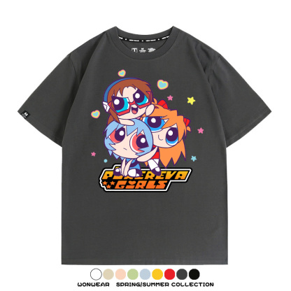 EVA福音戰士飛天小女警聯名 親子情侶裝寬鬆短袖T