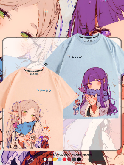 葬送的芙莉蓮卡通動漫菲倫可愛情侶周邊二次元短袖夏季純棉T恤衫