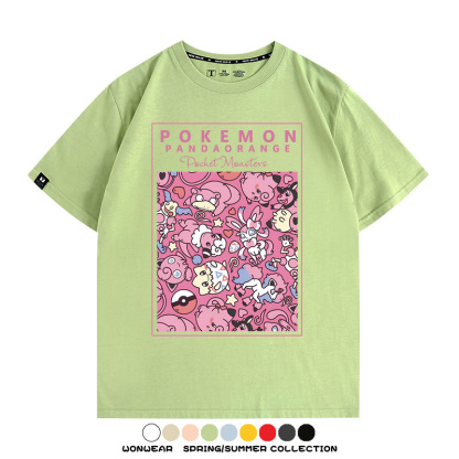 寶可夢遊戲任天堂T恤周邊胖丁呆呆獸潮流學生純棉短袖夏季男百搭