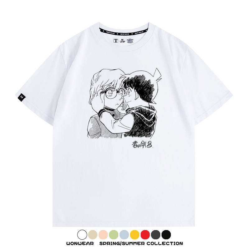 名偵探柯南灰原哀小蘭潮牌情侶原畫聯動周邊短袖夏季純棉T恤寬鬆