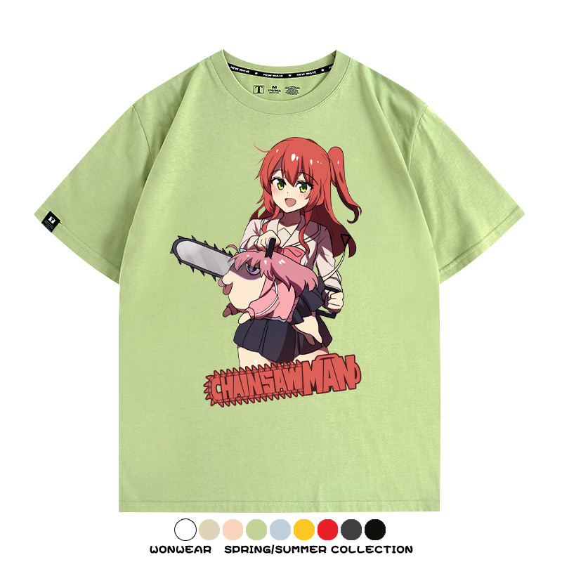 孤獨搖滾後藤一里聯名啵奇塔鏈鋸人 親子情侶寬鬆短袖T