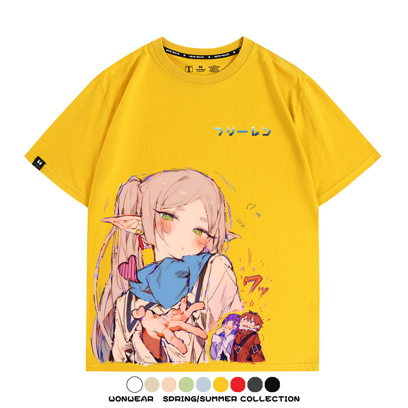 葬送的芙莉蓮卡通動漫菲倫可愛情侶周邊二次元短袖夏季純棉T恤衫