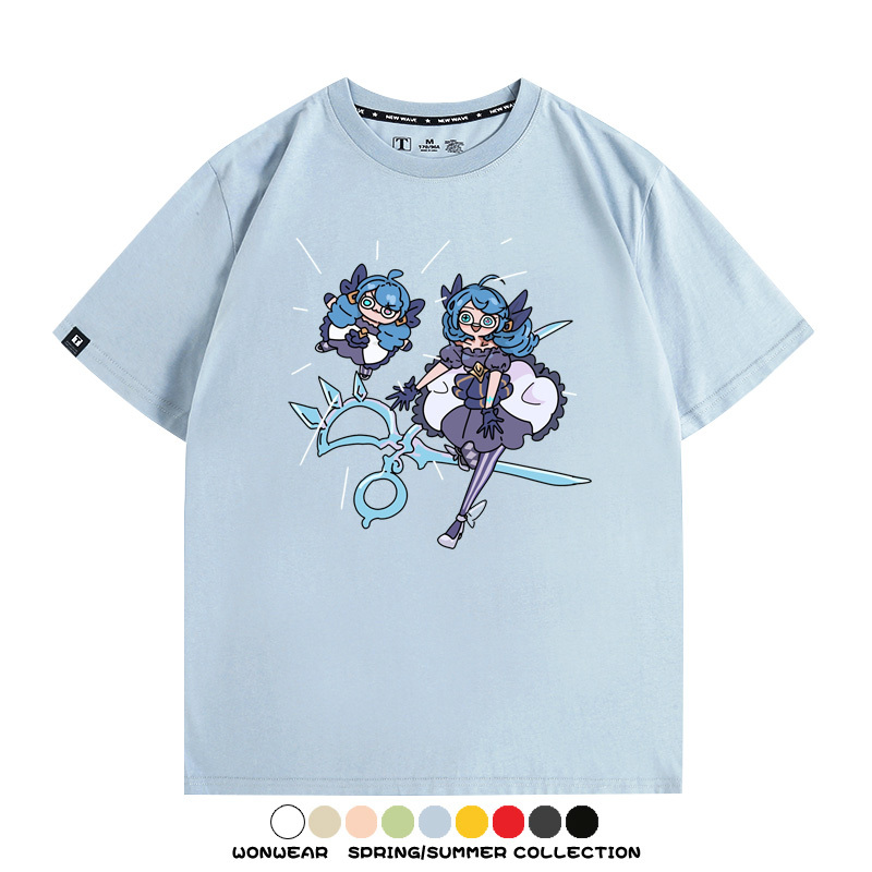 LOL聯盟卡通Q版英雄靈羅娃娃格溫斯莫德周邊短袖夏季男士純棉T恤