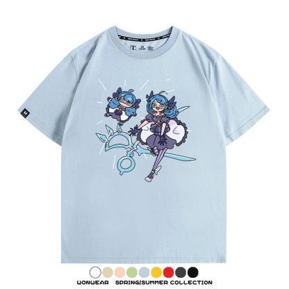 LOL聯盟卡通Q版英雄靈羅娃娃格溫斯莫德周邊短袖夏季男士純棉T恤