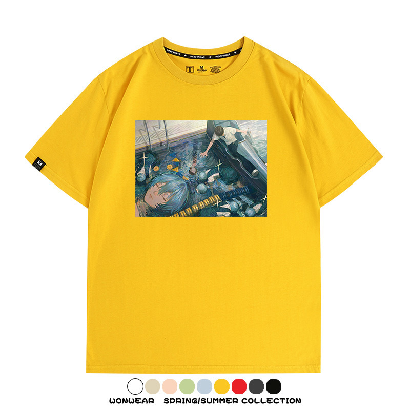 新世紀福音戰士EVA藝術插畫潮牌印花T恤夏季男潮純棉短袖寬鬆上衣
