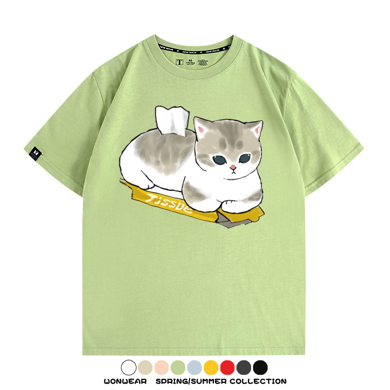 貓貓卡通Q版 親子情侶裝寬鬆短袖T