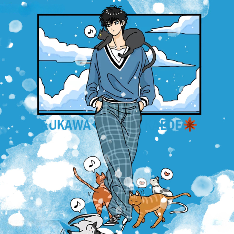 灌籃高手流川楓貓咪聯名 親子情侶裝寬鬆短袖T